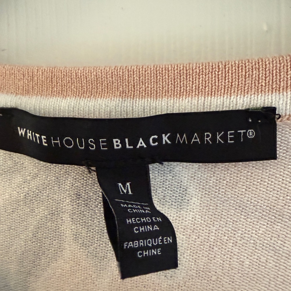 White House‎ Black Market Floral Snap Front Cardigan Pink Grey Mauve Size M - Picture 2 of 3